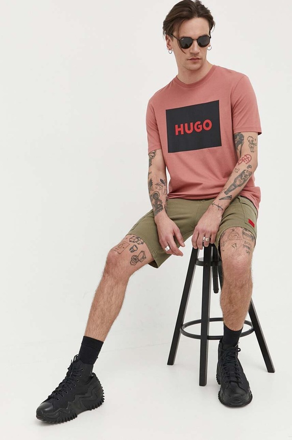 HUGO t-shirt bawełniany Dulive222 50467952 różowy AA00
