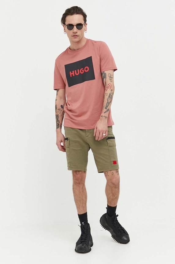 HUGO t-shirt bawełniany Dulive222 różowy 50467952