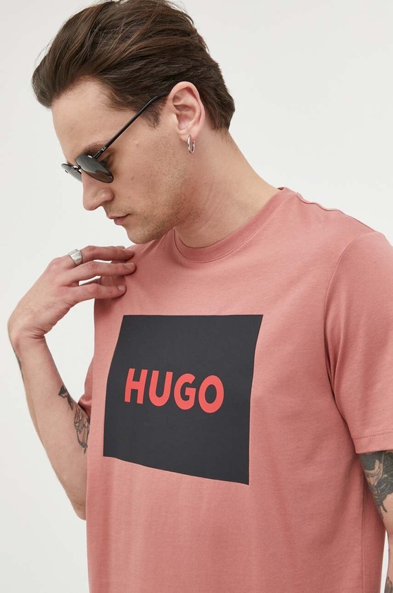 HUGO t-shirt bawełniany Dulive222 50467952 różowy