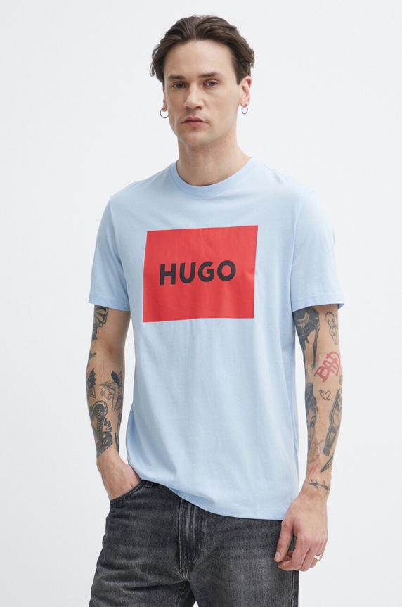 HUGO t-shirt bawełniany Dulive222 50467952 niebieski AA00