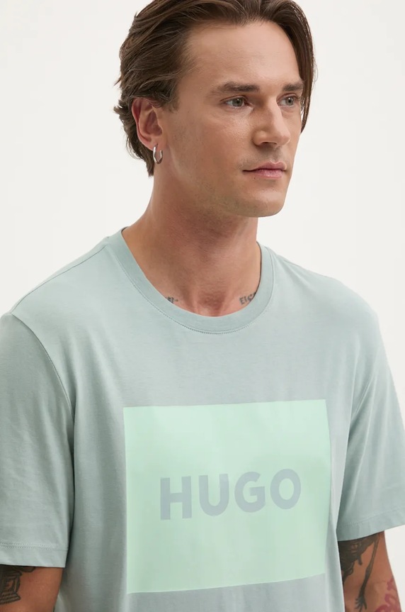 HUGO t-shirt bawełniany Dulive222 50467952 zielony AA00