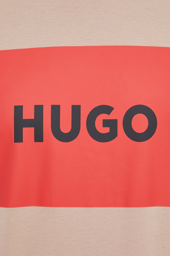 HUGO t-shirt bawełniany Dulive222 beżowy 50467952