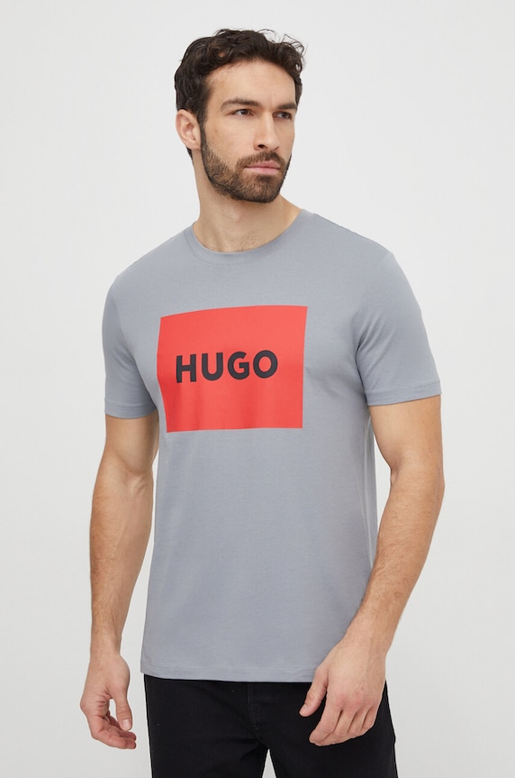 Oblečení Bavlněné tričko HUGO Dulive222 50467952 šedá