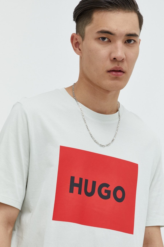 HUGO t-shirt bawełniany Dulive222 zielony 50467952