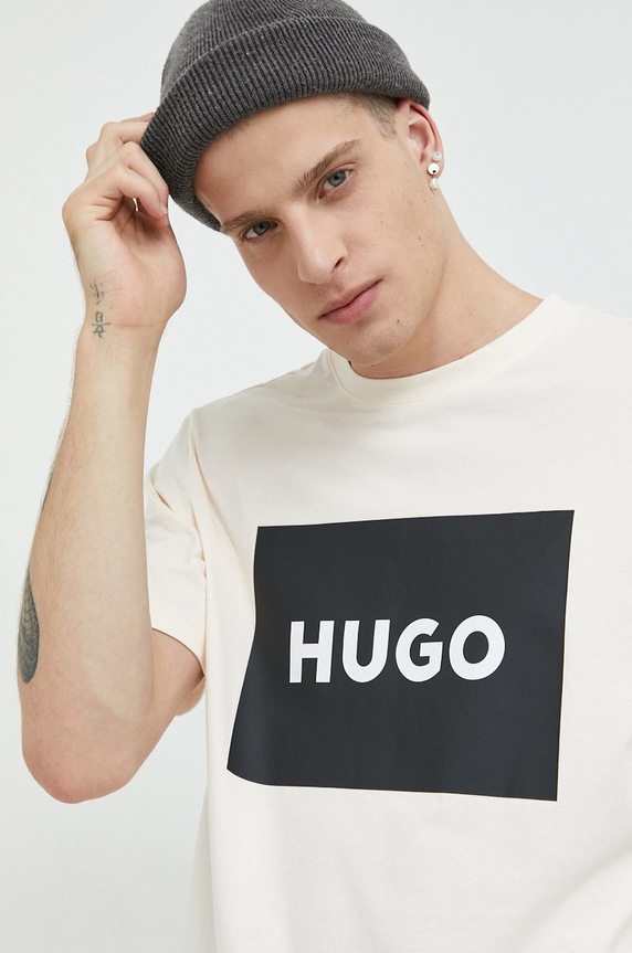 HUGO t-shirt bawełniany Dulive222 pomarańczowy 50467952