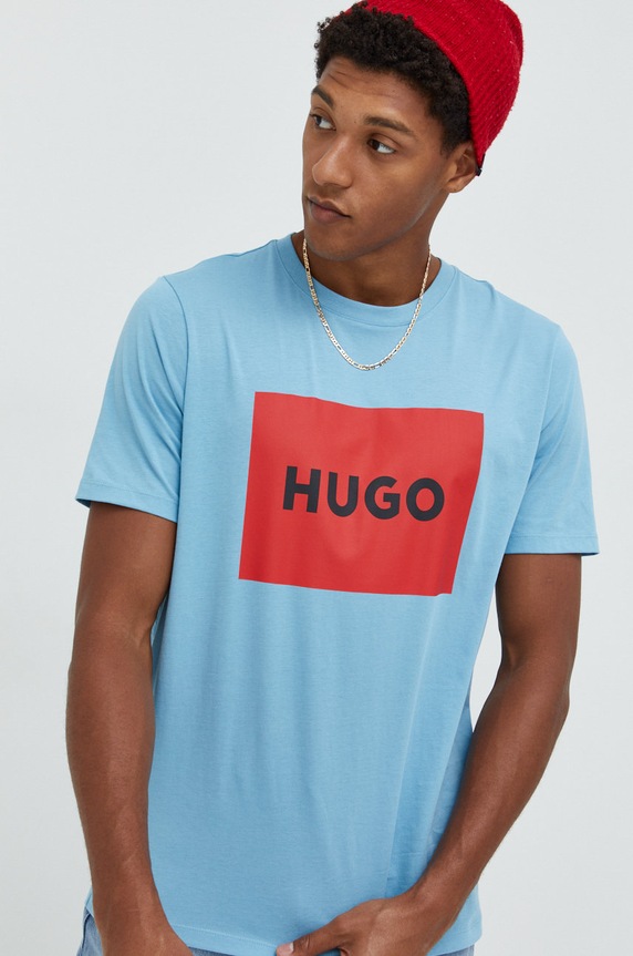 HUGO t-shirt bawełniany Dulive222 50467952 niebieski AA00