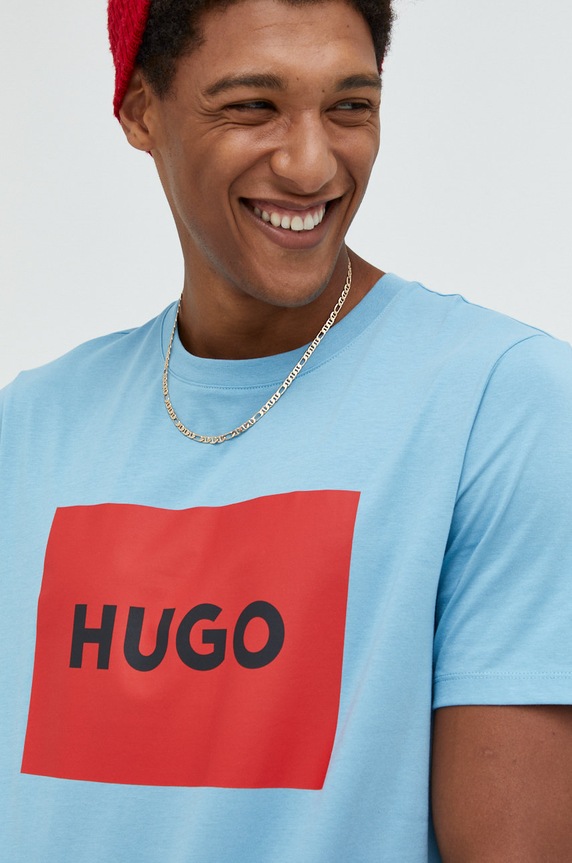 HUGO t-shirt bawełniany Dulive222 niebieski 50467952