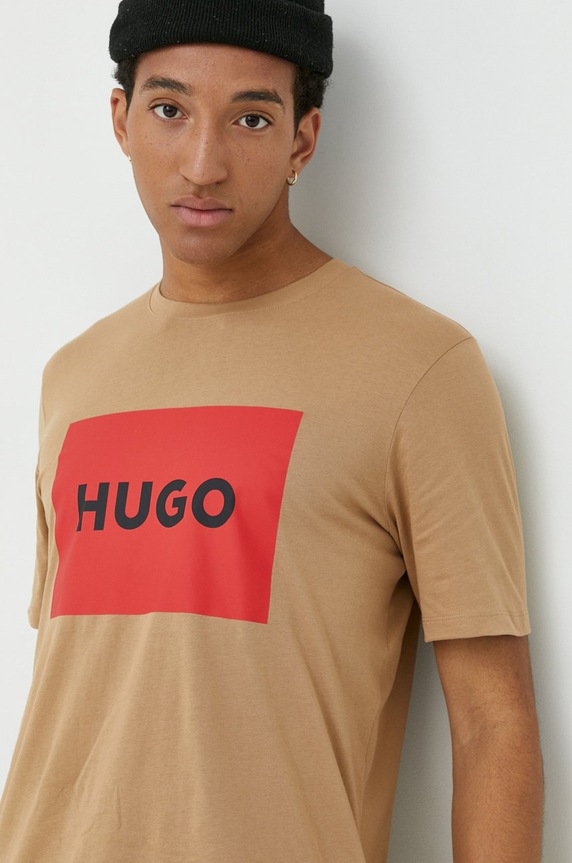 HUGO t-shirt bawełniany Dulive222 brązowy 50467952