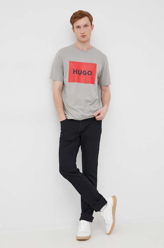 HUGO t-shirt bawełniany Dulive222 50467952 zielony AA00