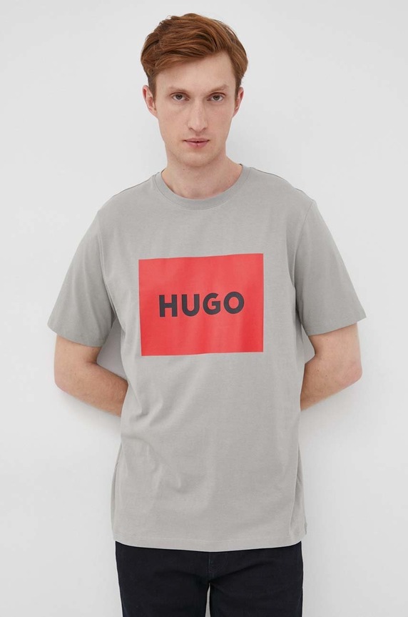 HUGO t-shirt bawełniany Dulive222 zielony 50467952