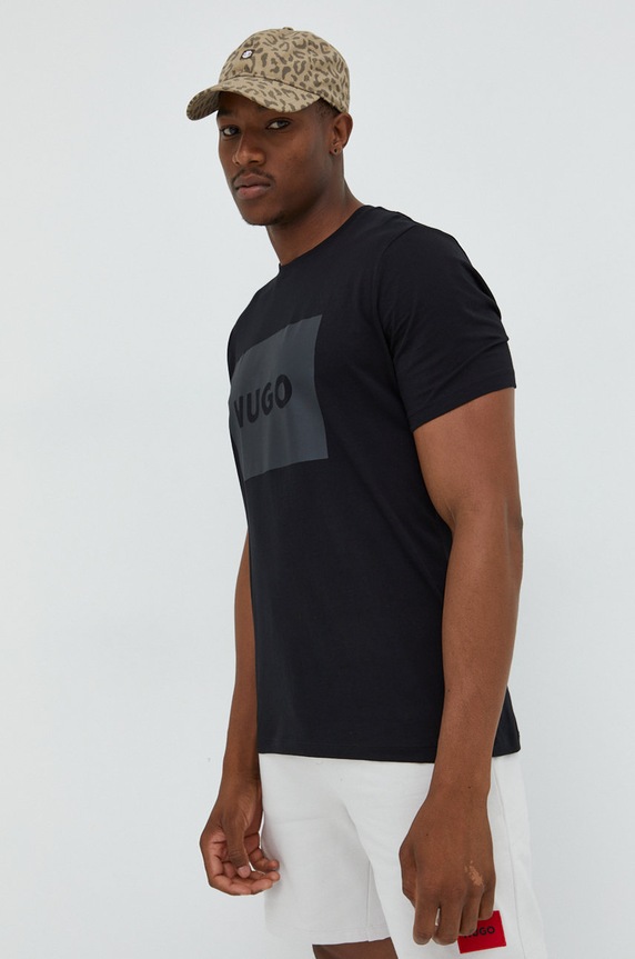 HUGO tricou din bumbac Dulive222 negru 50467952