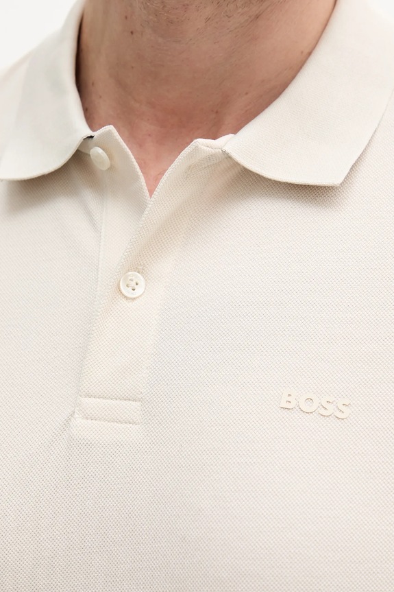 Bavlněné polo tričko BOSS Parlay 147 béžová 50467113