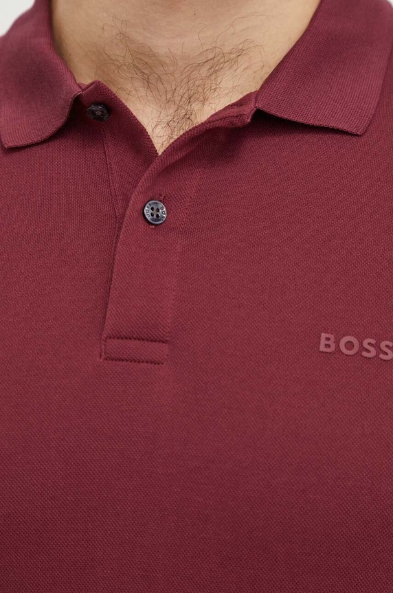 BOSS polo męskie bawełniane Parlay 147 bordowy 50467113