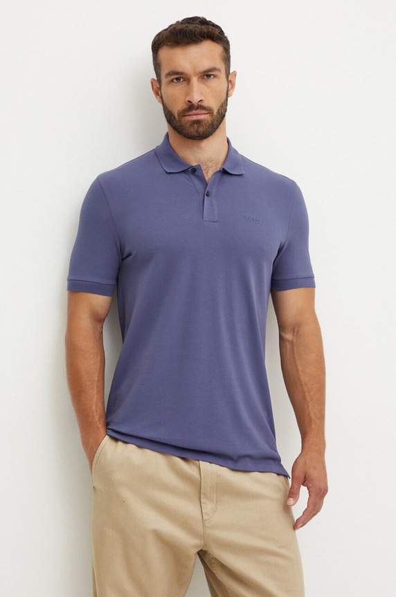 Bavlněné polo tričko BOSS 50468301 modrá AW24