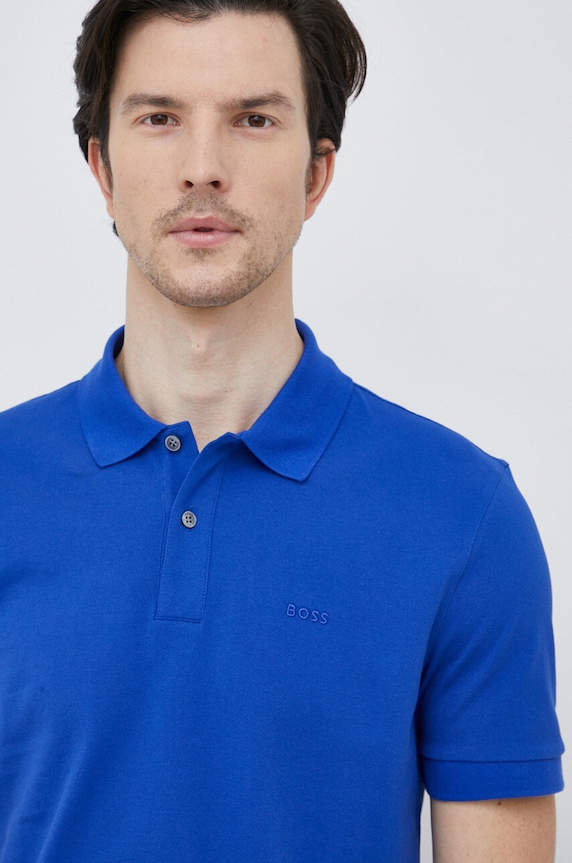 Bavlněné polo tričko BOSS modrá 50468301