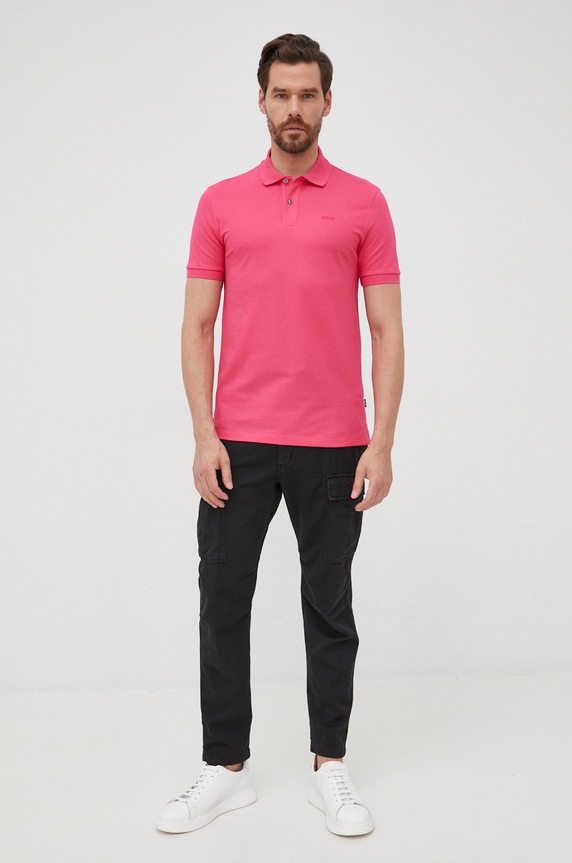 BOSS polo bawełniane 50468301 50468301 różowy AW24
