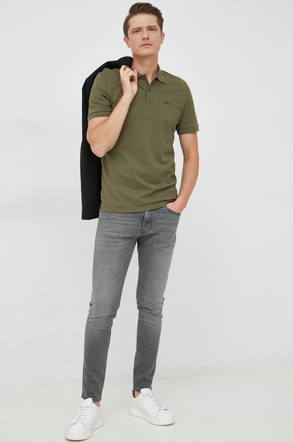 BOSS polo bawełniane 50468301 50468301 zielony AW24
