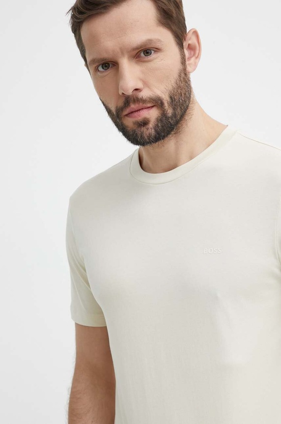 BOSS T-shirt męski bawełniany Thompson 01 bawełna beżowy 50468347