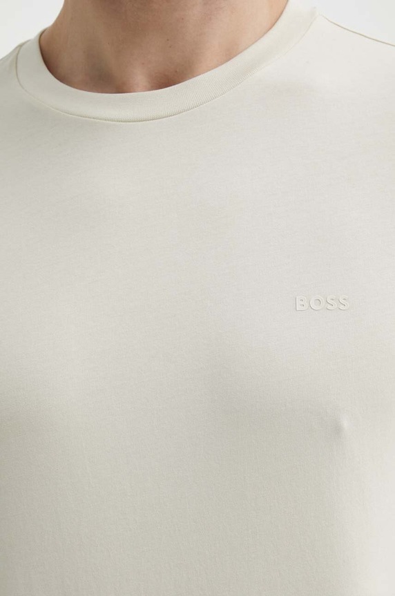 BOSS T-shirt męski bawełniany Thompson 01 beżowy 50468347
