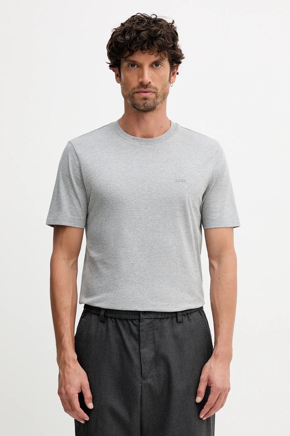 BOSS T-shirt męski bawełniany Thompson 01 szary 50468347