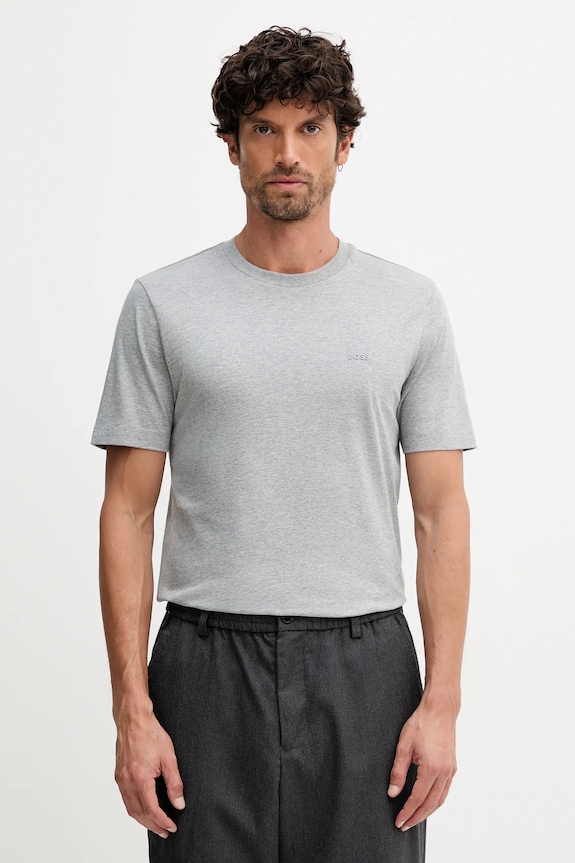 BOSS T-shirt męski bawełniany Thompson 01 szary 50468347