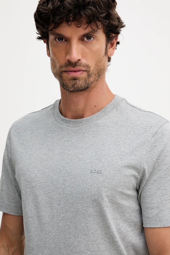 BOSS T-shirt męski bawełniany Thompson 01 szary 50468347