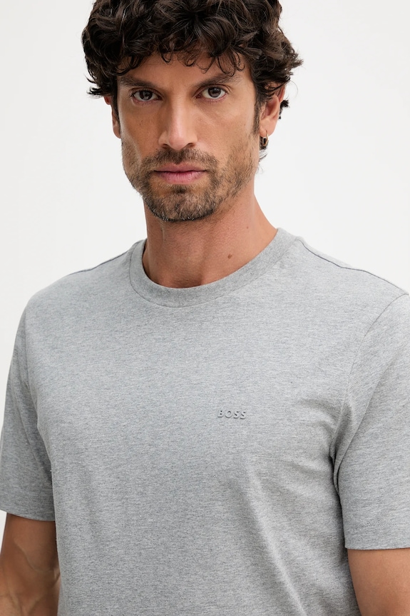 BOSS T-shirt męski bawełniany Thompson 01 szary 50468347