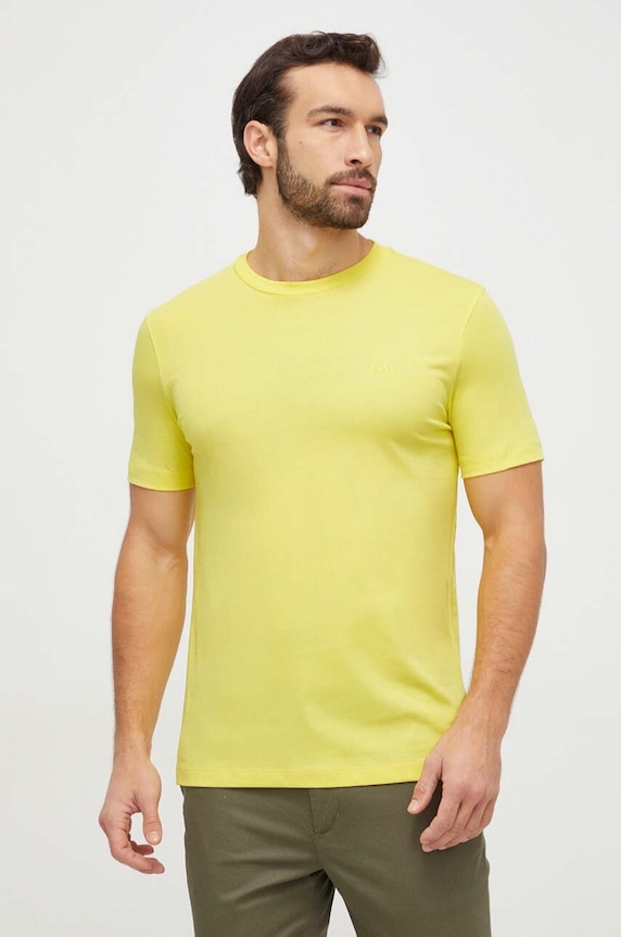 Odzież BOSS T-shirt męski bawełniany Thompson 01 50468347 żółty