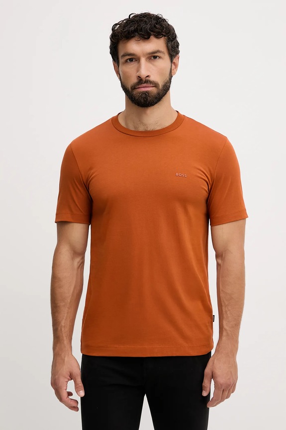 BOSS t-shirt ανδρικός βαμβακερός Thompson 01 κανονικό πορτοκαλί 50468347