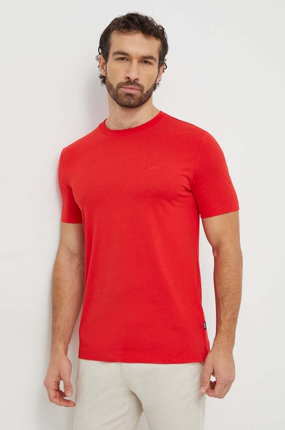 BOSS T-shirt męski bawełniany Thompson 01 bawełna czerwony 50468347