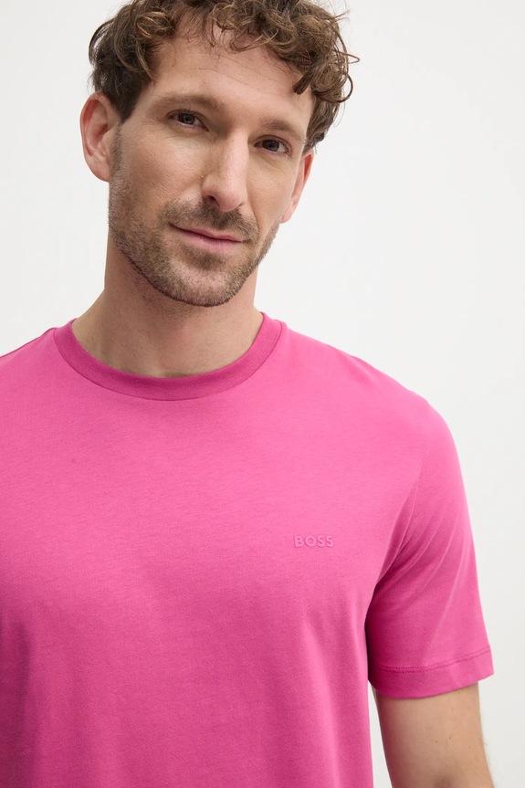 BOSS T-shirt męski bawełniany Thompson 01 różowy 50468347