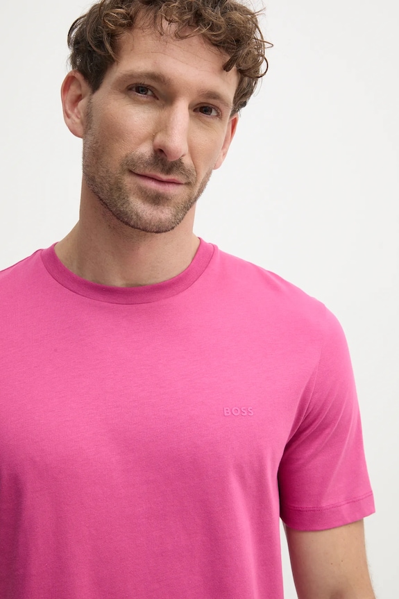 BOSS T-shirt męski bawełniany Thompson 01 różowy 50468347