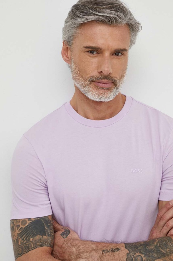 Odzież BOSS T-shirt męski bawełniany Thompson 01 50468347 fioletowy