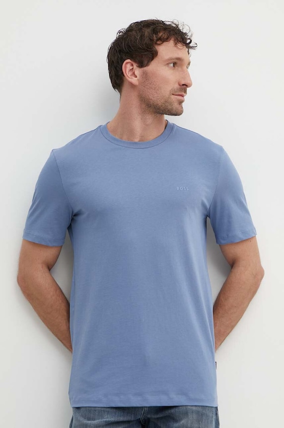 BOSS T-shirt męski bawełniany Thompson 01 bawełna niebieski 50468347