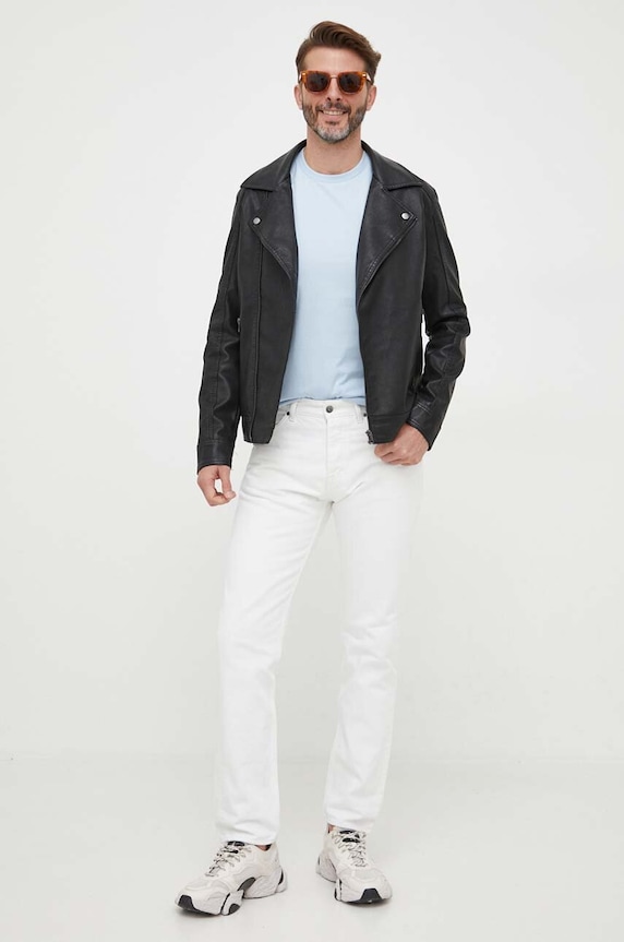 BOSS T-shirt męski bawełniany Thompson 01 50468347 niebieski AA00