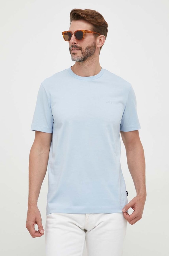 BOSS T-shirt męski bawełniany Thompson 01 niebieski 50468347