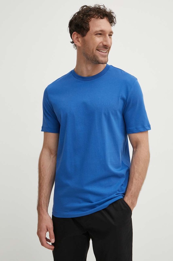 BOSS T-shirt męski bawełniany Thompson 01 bawełna niebieski 50468347