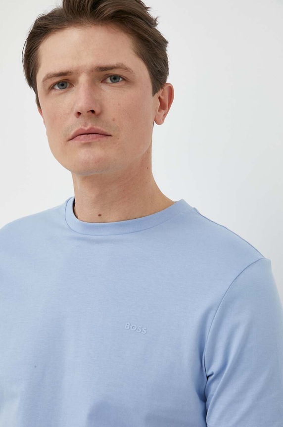 BOSS T-shirt męski bawełniany Thompson 01 niebieski 50468347
