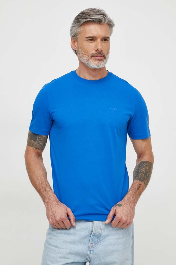BOSS T-shirt męski bawełniany Thompson 01 bawełna turkusowy 50468347