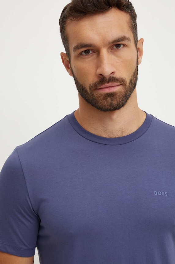 BOSS T-shirt męski bawełniany Thompson 01 bawełna granatowy 50468347