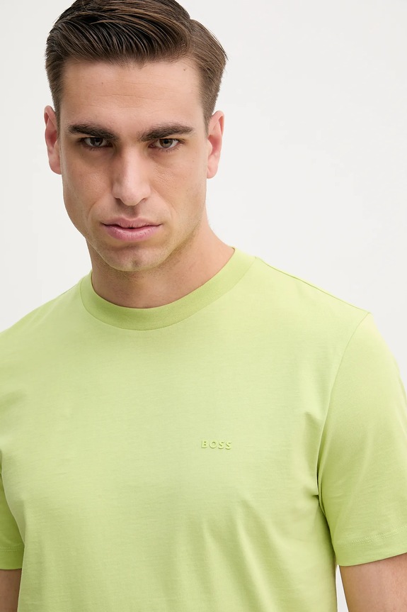 Îmbrăcăminte BOSS tricou bărbătesc din bumbac Thompson 01 50468347 verde