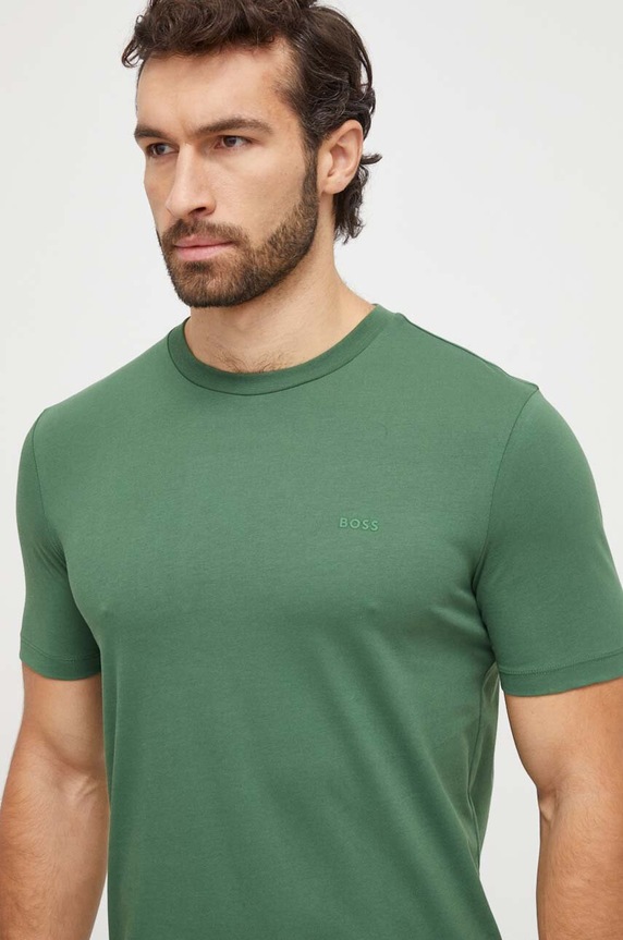 Odzież BOSS T-shirt męski bawełniany Thompson 01 50468347 zielony
