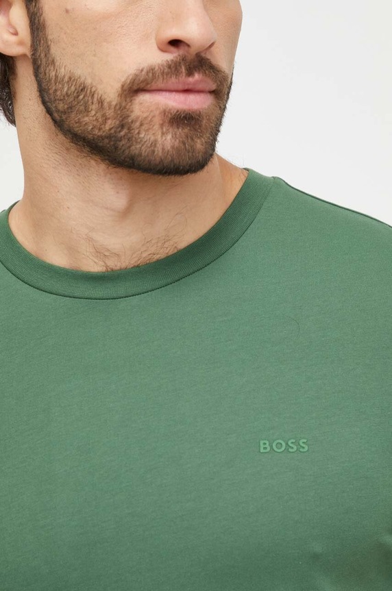 BOSS T-shirt męski bawełniany Thompson 01 zielony 50468347