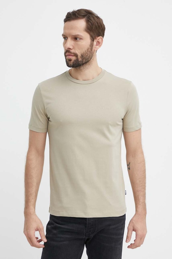 BOSS T-shirt męski bawełniany Thompson 01 50468347 beżowy AA00