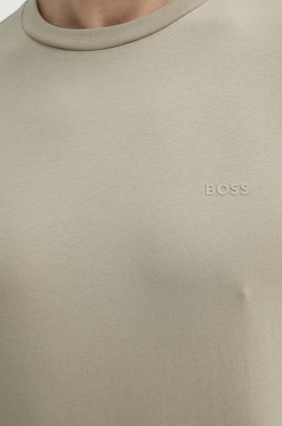 BOSS T-shirt męski bawełniany Thompson 01 beżowy 50468347