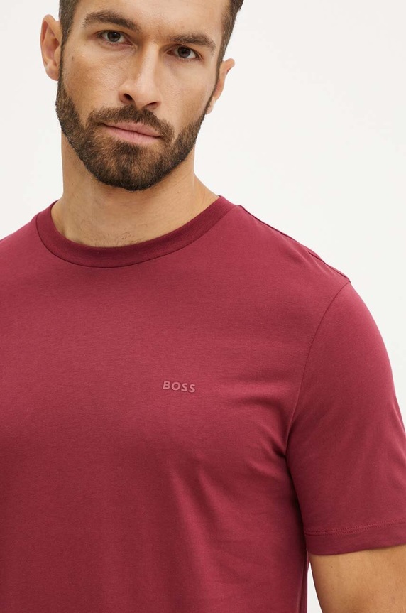 Odzież BOSS T-shirt męski bawełniany Thompson 01 50468347 bordowy