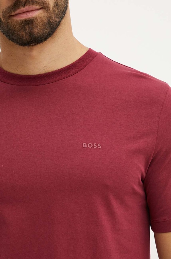 BOSS T-shirt męski bawełniany Thompson 01 bordowy 50468347