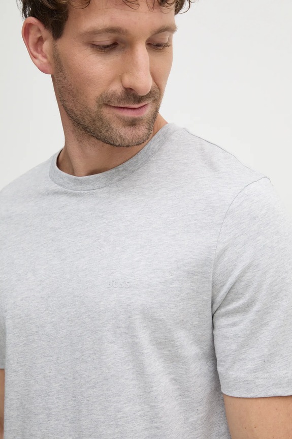 BOSS T-shirt męski bawełniany Thompson 01 szary 50468347
