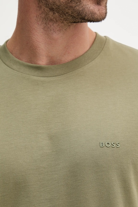 BOSS t-shirt Ανδρικός βαμβακερός Thompson 01 πράσινο 50468347