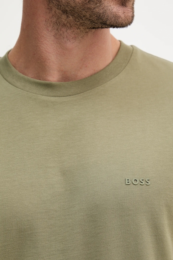 BOSS t-shirt Ανδρικός βαμβακερός Thompson 01 πράσινο 50468347
